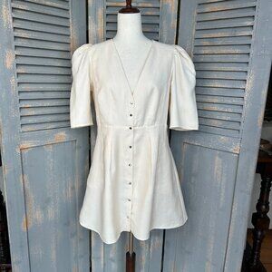 ba&sh Astrid Pleated Mini Dress Ecru Sz 3, US 8 NWOT